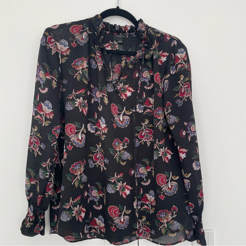 Floral Black Blouse